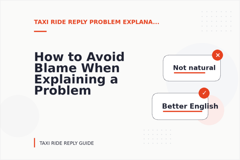 How to Avoid Blame When Explaining a Problem in Taxi Ride Reply English